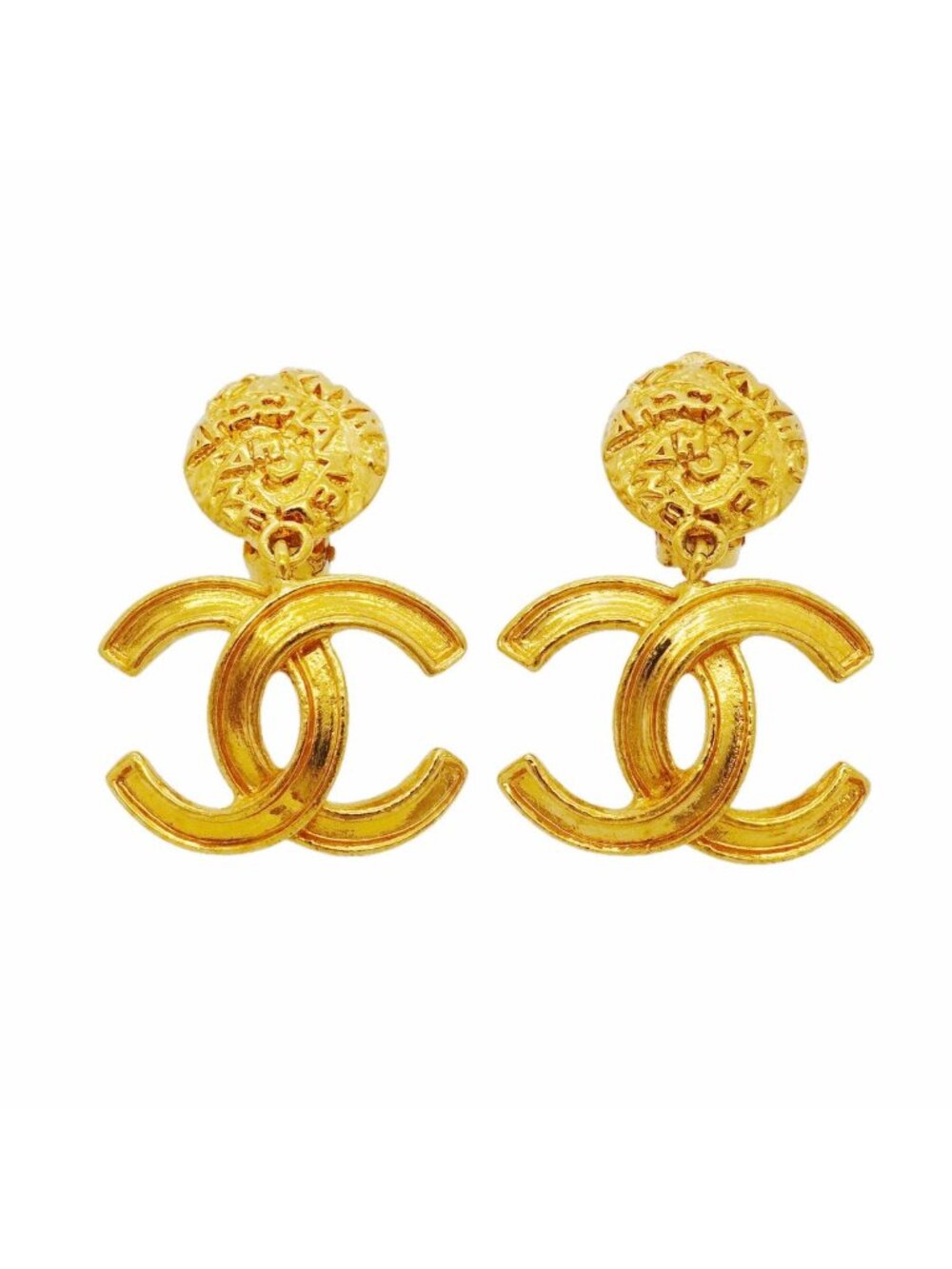 Chanel Earrings Vintage CC Logo Gold Plated